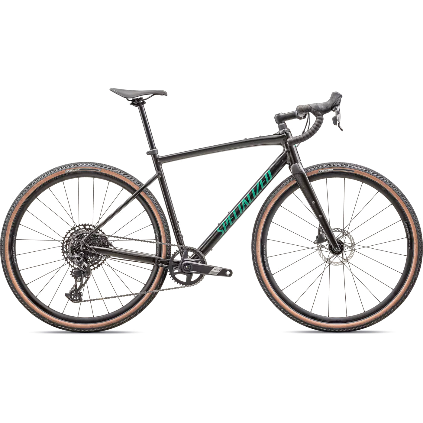 specialized 2025 diverge e5 comp road bike-color-metallic obsidian/metallic pine green