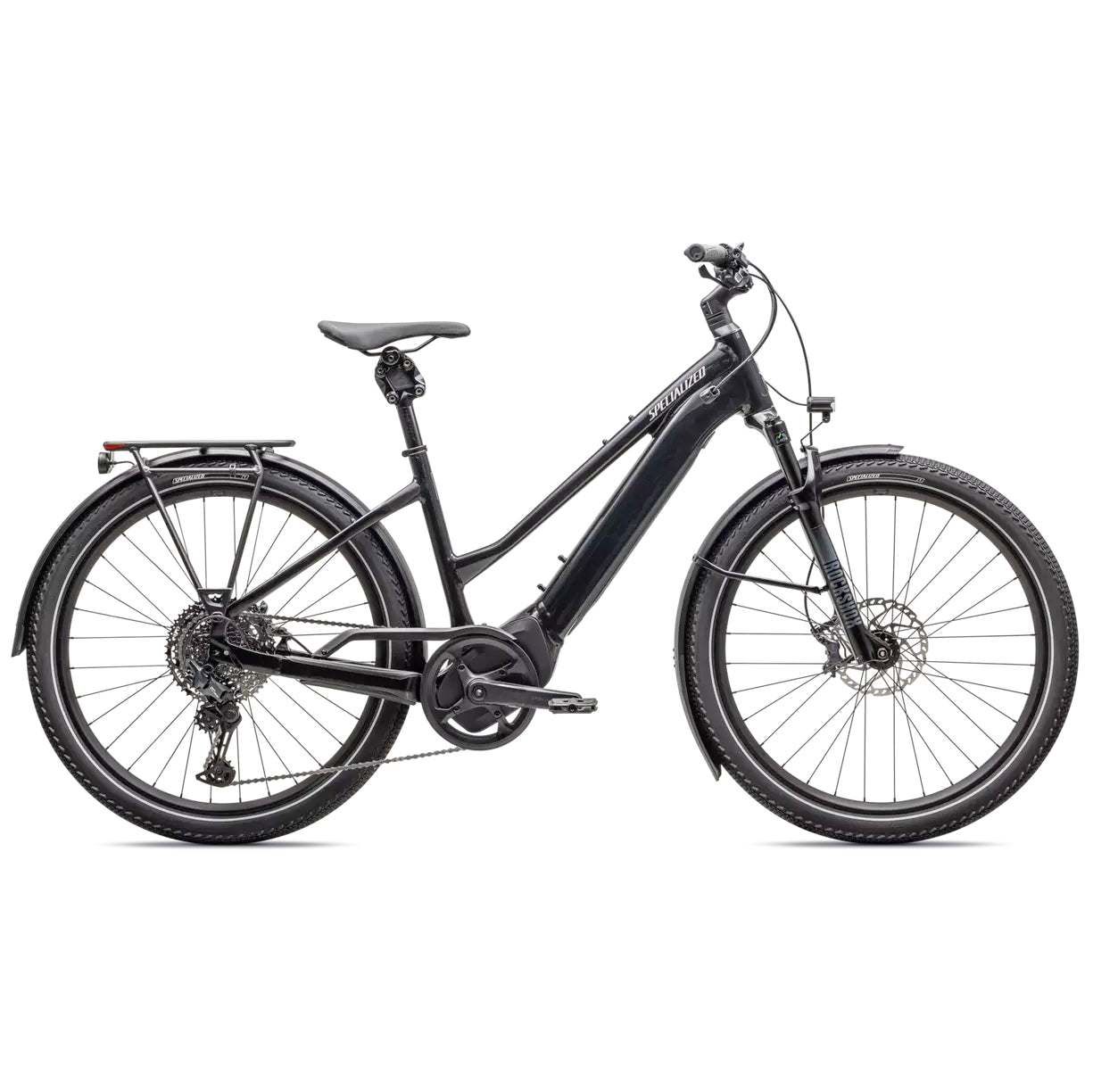 specialized 2025 vado 5.0 step thru electric bike-color-gloss cast black/satin silver reflective